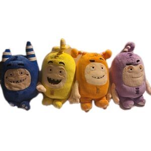 Oddbods Lot Of 4 Plush Toys 10" Blue, Orange, Yellow And Purple